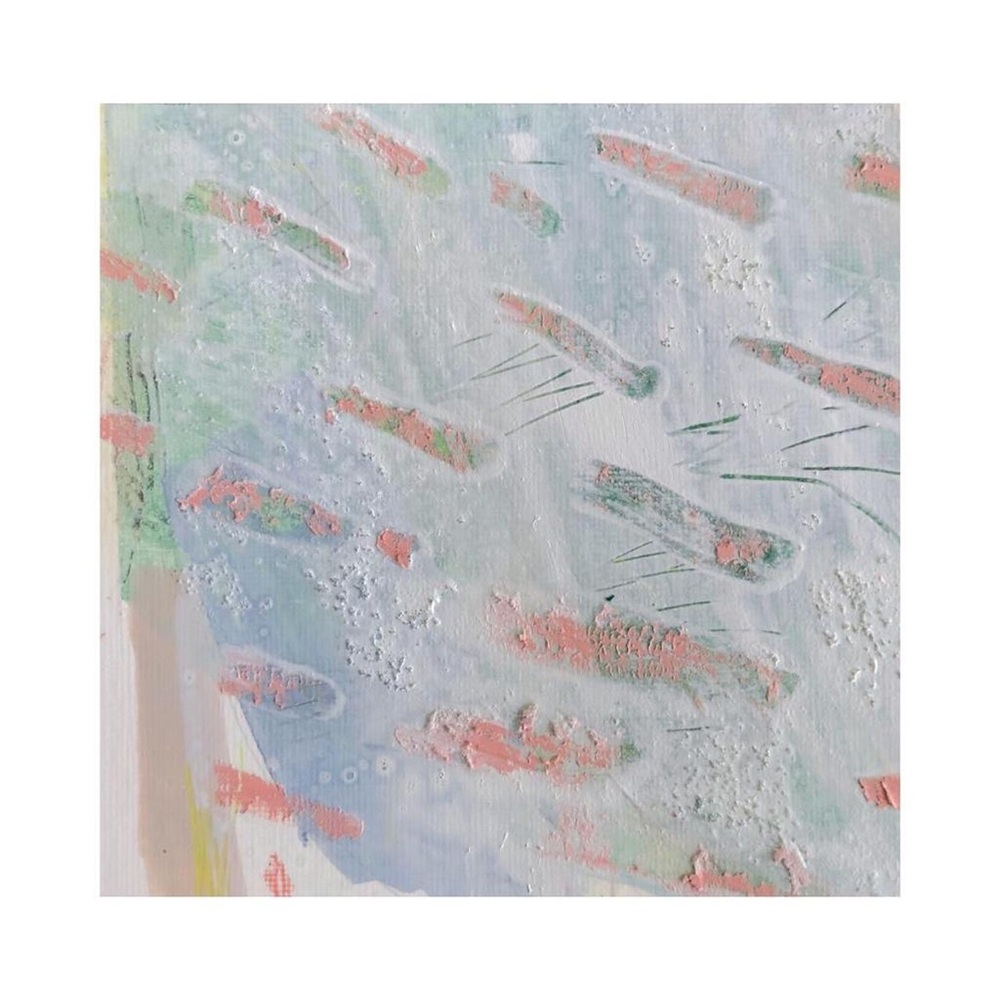 original abstract art - mixed media on paper, 5” x 5”